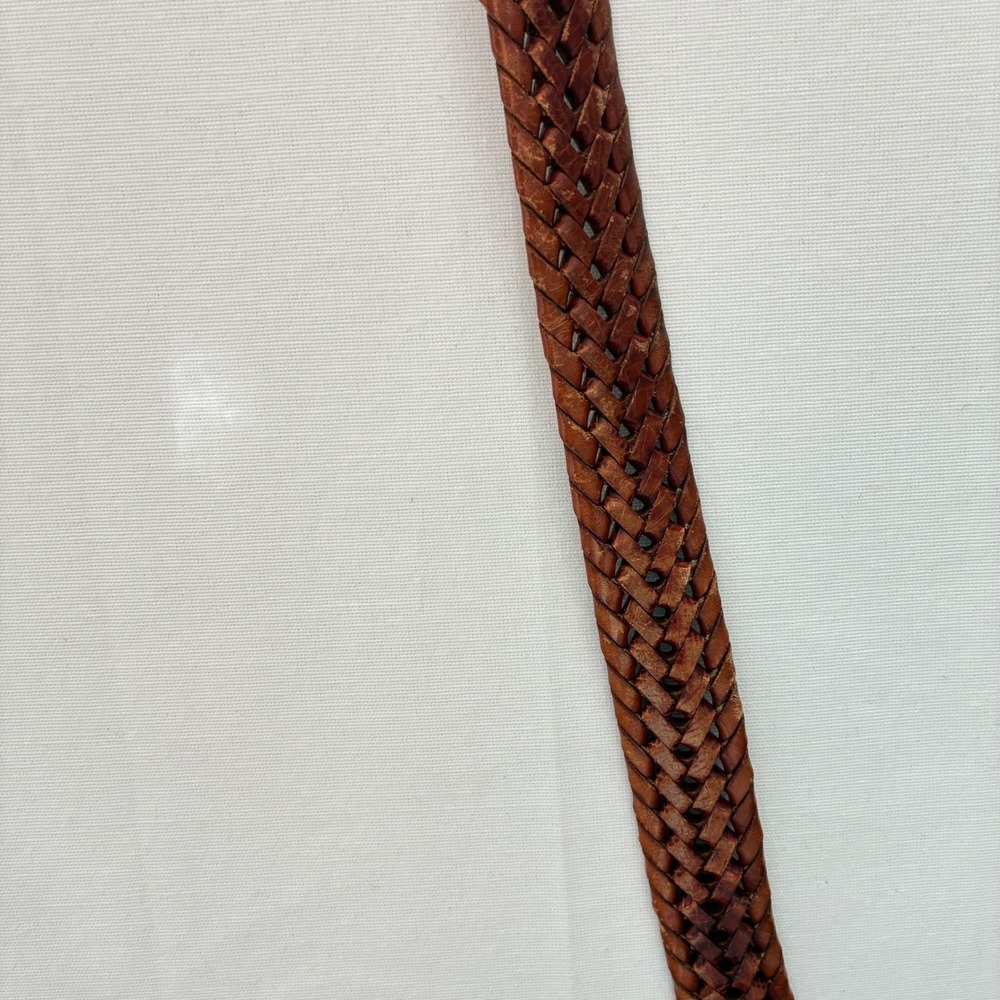 Y2K Fossil Braided Belt Mens 34 Brown Woven Leather Western Boho Vintage - Picture 9 of 9